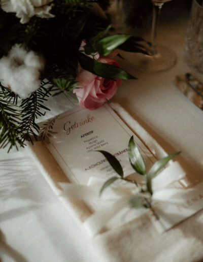 Menu card at Tiny Wedding in Tyrol